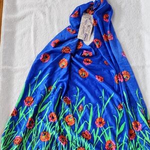 Sears 5 Way Pareo Womens Vintage Bold Red Poppy Print Swim Cover OSFA